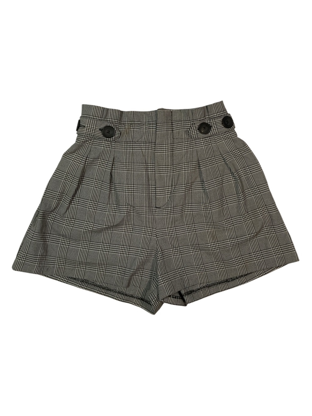 ZARA TRF Collection Plaid High-Waisted Paperbag Shorts